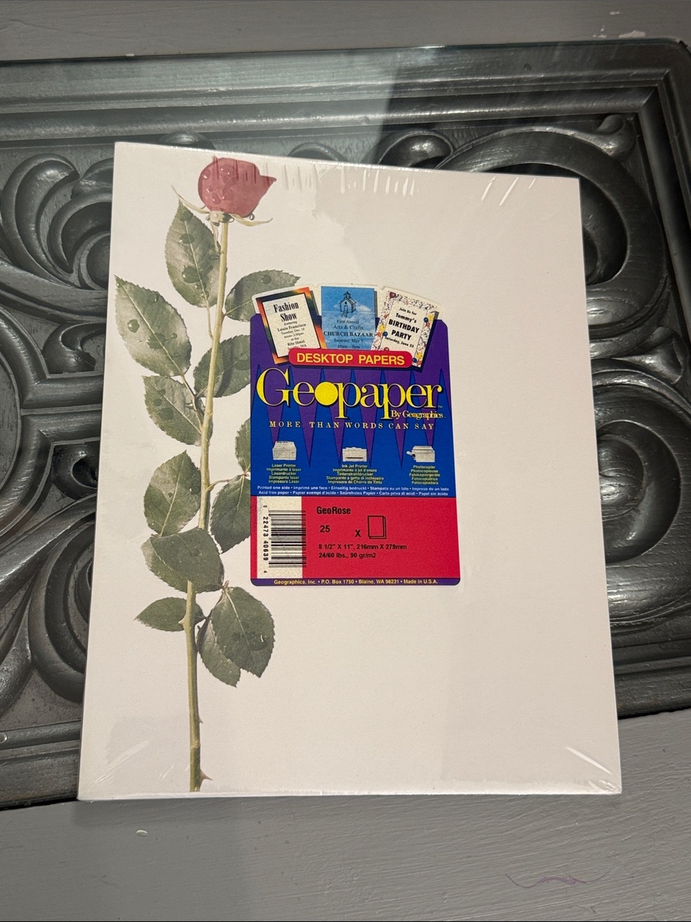 Vintage Geopaper by Geographics GeoRose Desktop Papers Pink Rose Printer Paper